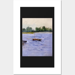 boat at anchor on the seine - Gustave Caillebotte Posters and Art